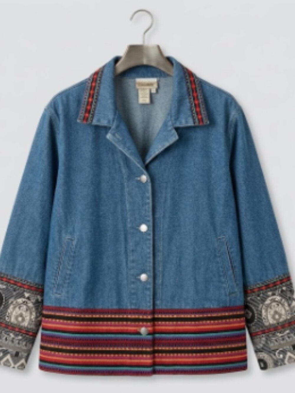 BOHO Embroidered Cuffs Denim Jacket